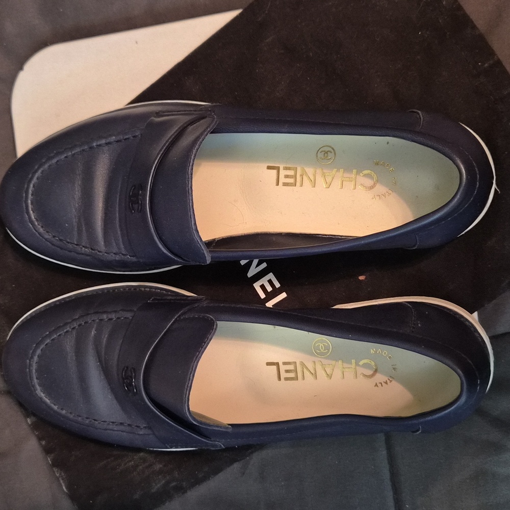 CHANEL Women's Dark Blue Loafers